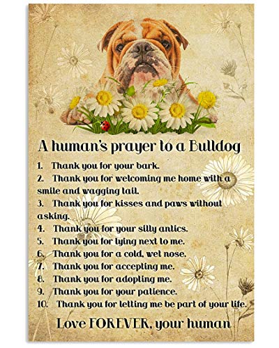 Cita sobre el arte de la pared de la lona de la flor y el perro, #Bulldog leyendo el perro noticias arte de la pared, #Bulldog I Read Book I Drink Tea Canvas Poster, sin marco, 12 x 18 pulgadas