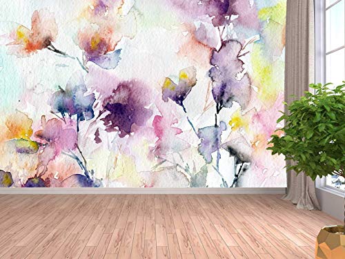 Papel Pintado Para Pared Acuarelas Formando Flores | Fotomural para paredes | Mural | Papel Pintado |350 x 250 cm | Decoración comedores, salones, habitaciones