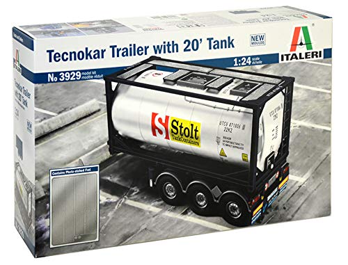 Italeri 3929S-Maqueta de camión Tecnokar con Tanque de 20 pies (Escala 1:24), Color Plateado (3929S)
