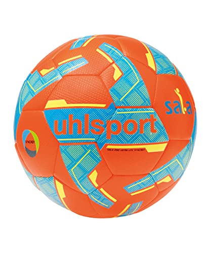 uhlsport Sala Ultra Lite 290 Synergy Balón, Adultos Unisex, Naranja Fluor/Cyan/amaril (Multicolor), 3