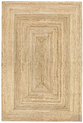 Hamid - Alfombra Yute Alhambra Color Natural, Alfombra 100% Fibra de Yute, Trenzado a Mano, Alfombras de Salón, Comedor, Dormitorio, Pasillos, Color Natural (200x300cm)