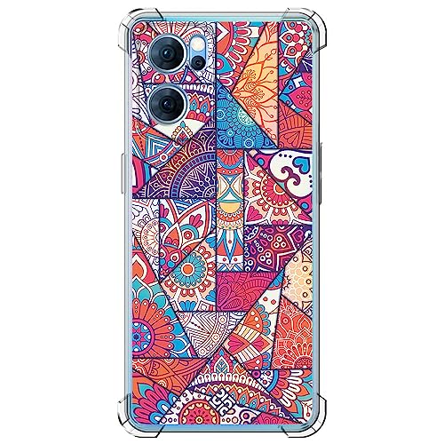 Movilshop Funda Antigolpes para OPPO Reno 7 5G Dibujo Auténtico [ Mosaico Vidriera Mandala ] Esquina Reforzada Silicona 1.5mm de Grosor Flexible Transparente Bumper Gel TPU