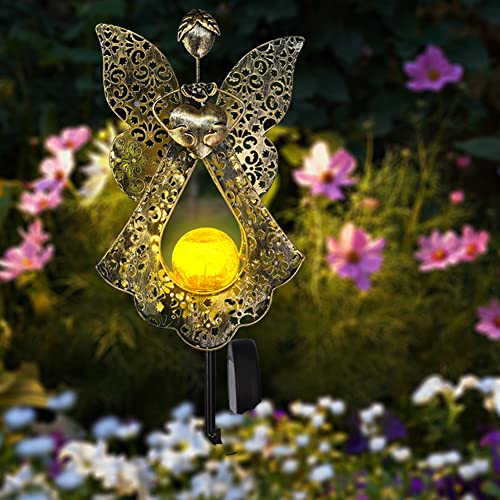 Farolillos Solares Exterior Jardin, Luz de Jardín al Aire Libre, Lámpara Solar Decorativa, Luces de ángel como Regalos de Recuerdo de ángel y Regalos de Simpatía