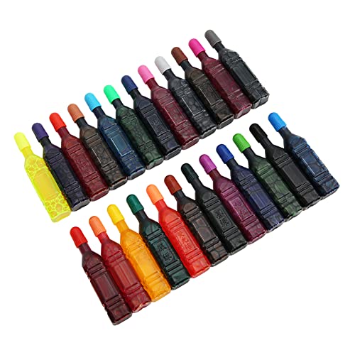 SALUTUYA Plástico de PVC Lavable 24 Colores Suministros de Arte de Tinta líquida de Acuarela para Pinceles de Pintura(24 Colors)