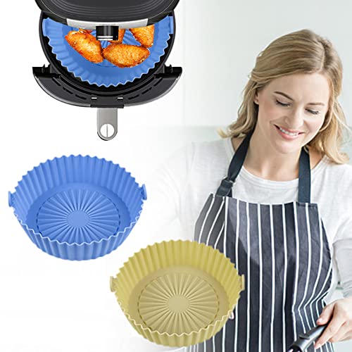 2 Piezas Olla de Silicona para Freidora de Aire, 16cm Silicona Freidora Aire Reutilizables Antiadherentes Accesorios Airfryer, para Freidora de Aire, Horno Microondas, Horno