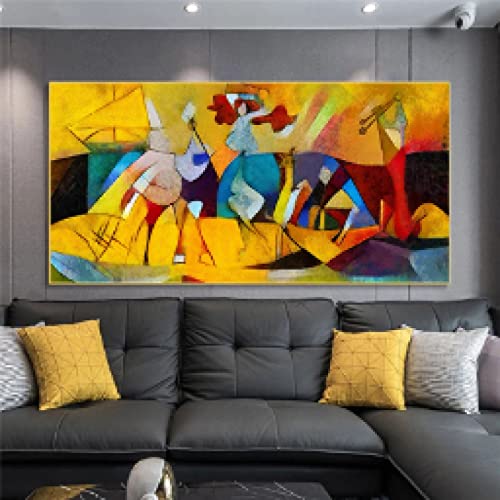 BIEMBI Abstracto famoso por obras de Picasso, lienzo impreso, pintura de pared, imágenes artísticas para sala de estar, decoración moderna para el hogar, listo para colgar, marco de 55x95cm