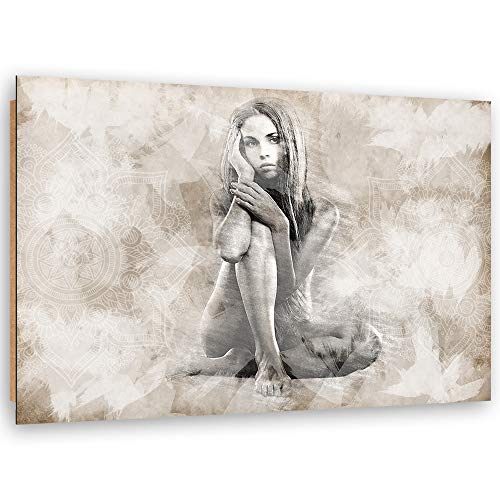 Feeby Cuadro Imagen XXL Mujer Impresión de Arte Desnudo Gris 120x80 cm
