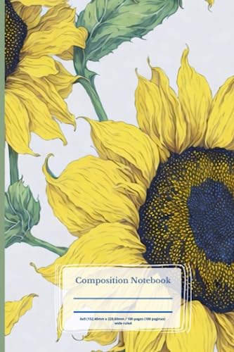 Sunflowers floral - Wide Ruled Lined Paper Journal - 6