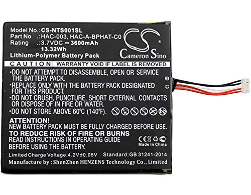 CS-NTS001SL Baterías 3600mAh Compatible con [Nintendo] HAC-S-JP/EU-C0, Switch HAC-001 sustituye HAC-003, para HAC-A-BPHAT-C0