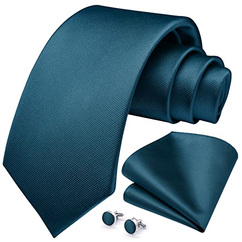 HISDERN conjunto de corbata de Color sólido verde oscuro para hombre pañuelo gemelos corbata regalos formales para fiesta de boda corbata para hombre