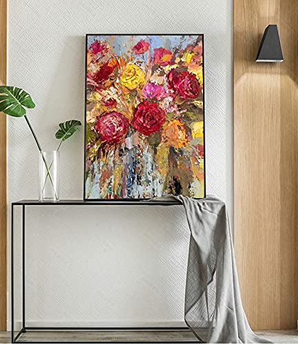 ZSHDBF Paisaje Pintura Al Óleo Pintada A Mano - Cuadro Abstracto De Flores Rojas En Flor para Decoración De Paredes Pintura Al Óleo Dibujada A Mano sobre Lienzo Sin Marco Adorno De Pared De Gran Tama