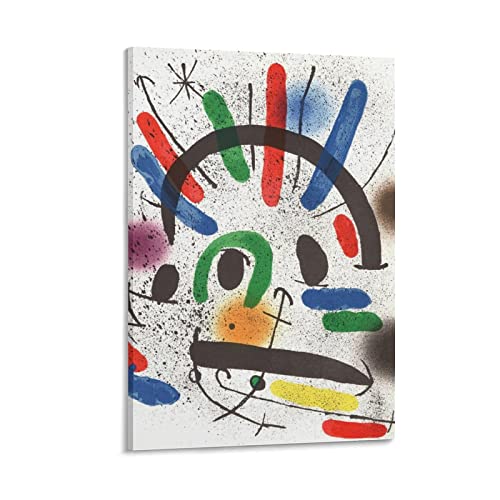 Pintor surrealista catalán Joan Miro Litografia Póster de obras de arte en lienzo para pared, decoración moderna para el hogar, 20 x 30 cm