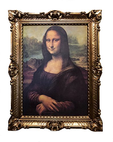 Made in Italy Mona Lisa - Cuadro con marco barroco de Leonardo da Vinci 70 x 90 cm, diseño retro repro antiguo para el hogar, la oficina, la práctica del café