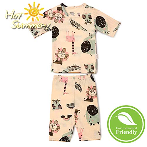 Conjuntos Bebés Niños Niña, Morbuy Pequeño Niño Bebé Ropa Niños Pijama de Dibujos Animados Camiseta Tops Pantalones Cortos Verano Ropa Conjunto (120,Arroz elefante)