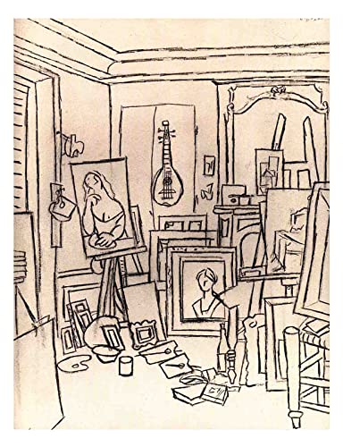 Estudio del artista de Picasso Pintura Modernista Cubista Cuadros Decoracion Salon, Lienzos Cuadros Decoracion Dormitorios Hogar Decoración de Pared Cuadro y láminas(50x70cm 20