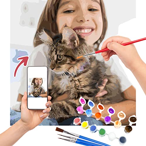 WOOTAH Kit de pintura personalizada por números para adultos, pintura personalizada de bricolaje por números, juego de pintura para principiantes, regalos para mascotas y familia