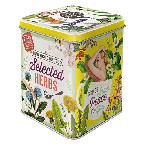 Nostalgic-Art Caja Retro Selected Herbs – Idea de Regalo para Cocina, para Guardar té a Granel y en bolsitas, Diseño Vintage, 100 g