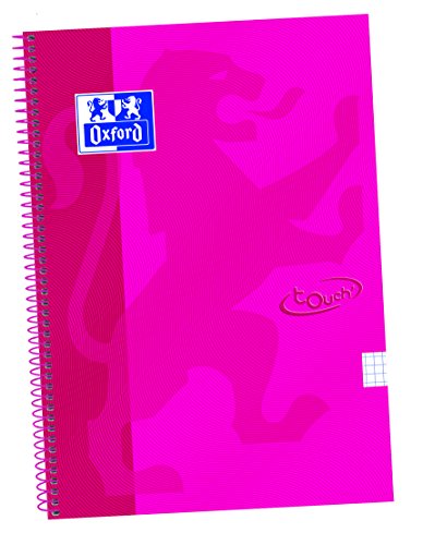Oxford Touch - Cuaderno espiral tapa extradura, Fº, 4 x 4 c/m, color frambuesa