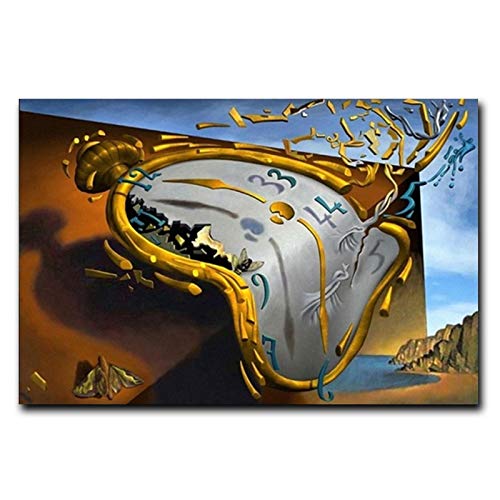 Por Salvador Dali Pinturas de arte de pared famosas en lienzo   : la persistencia de las imágenes de reloj de memoria para decoración del hogar marco de 12 x 16 pulgadas (30 x 40 cm)