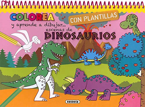 Dinosaurios (Colorea y aprende a dibujar con plantillas)