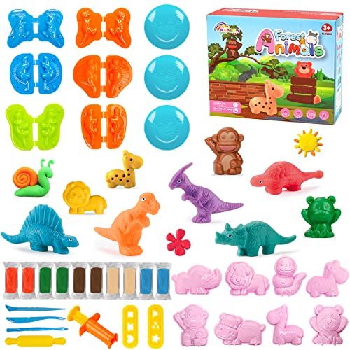 Herramientas Plastilina Juego Plastilina ​3 Años Niños, 37Piezas Accesorios Plastilina Animales mit 6 Moldes Plastilina Dinosaurios Arcilla Polimerica Secado al Aire Set para Niños 3 4 5 6 Años