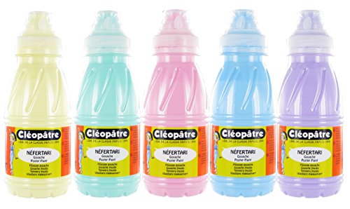 Cleopatre - PGN250x5P - Pack de 5 frascos de pintura tempera pastel, 250 ml