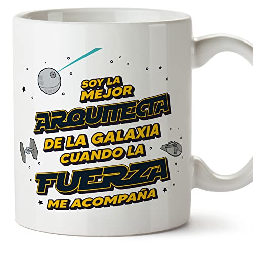 MUGFFINS Tazas para ARQUITECTA mujer - En Español - Mejor de la Galaxia Cuando Fuerza me Acompaña - 11 oz / 330 ml - Regalo original y divertido