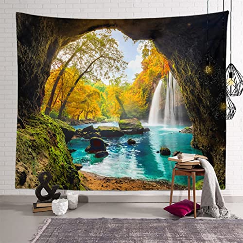 Cecailin® Tapiz para colgar en la pared, tapiz y tela. Tema Luz del bosque. 130 x 150 cm. Alfombras de pared hippie psicodélicas de diseño estético en el dormitorio, que también sirve como alfombra