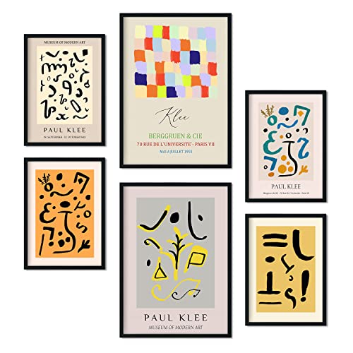 Nacnic Set de 6 pósters de Paul Klee. Colección de láminas con estética Collage para la decoración de Interiores. Tamaños A3 y A4. Sin Marco.