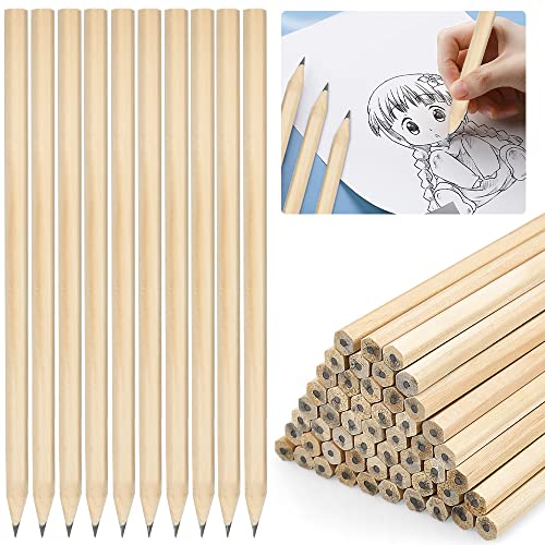 HAOMEEDUO 60 Pcs Lapices HB Dibujo de Madera Natural 17,7 cm x 0,7 cm Lápices con Mina de Grafito Resistente Lapices de Madera para Niños Oficina Estudiente Material Escolar, Cuerpo Hexagonal