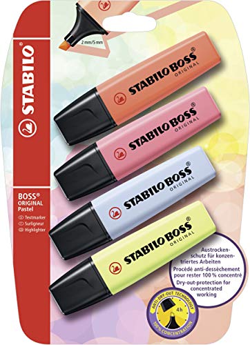 Stabilo, Marcador STABILO BOSS ORIGINAL pastel - Pack con 4 colores
