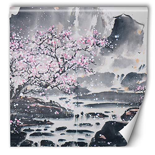 Feeby Papel pintado no tejido Japón 250x250 cm Rosa Decoración de pared
