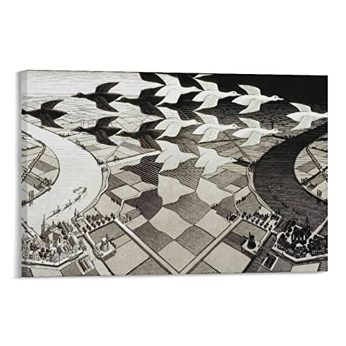 CAIXU MC Escher Póster de Obras Póster Arte Impresión de Pared Pintura Fotográfica Póster Colgante Cuadro Decoración Familiar 24x36