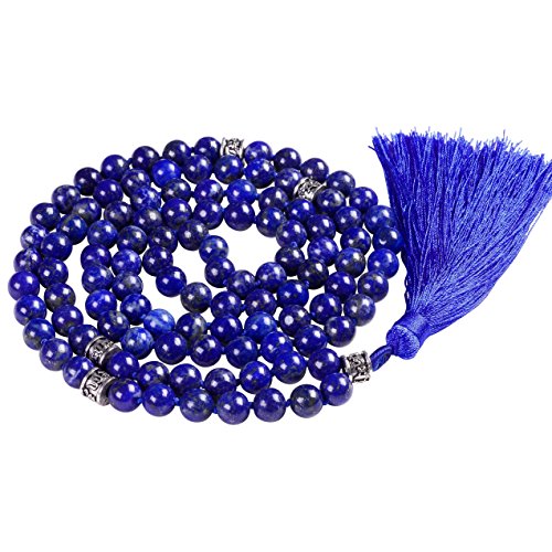 Fukugems 108 Mala Budista Collar Mujer Hombres, Mala Brazalete, meditación Budista Collar, Lapis Lazuli Yoga Mala