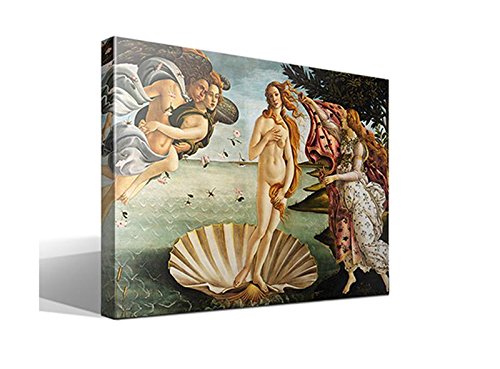 cuadrosfamosos.es Cuadro wallart - El Nacimiento de Venus de Botticelli - Impresión sobre Lienzo de Algodón 100% - Bastidor de Madera 3x3cm - Ancho: 95cm - Alto: 70cm
