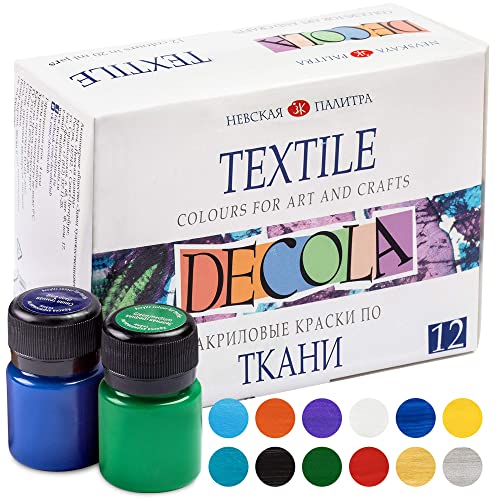 Decola Set Pintura Textil Acrilica | 9x20ml Colores Por Ropa Resistentes En Lavadora | Hechos Por Nevskaya Palitra