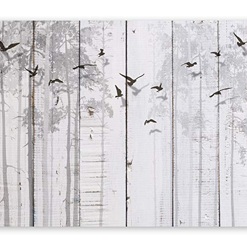 murando Fotomurales Tablas 350x256 cm XXL Papel pintado tejido no tejido Decoración de Pared decorativos Murales moderna de Diseno Fotográfico Pajaro gris Arboles f-C-0178-a-a