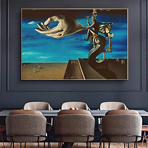 Salvador Dali - Lienzo famoso de arte abstracto, póster de surrealismo e impresión, arte de pared para salón, decoración de 70 x 115 cm (27,6 x 45,3 pulgadas), marco interior