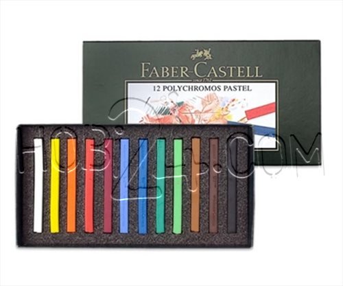 Faber-Castell Polychromos - Tizas pastel (12 colores, en estuche de cartón)