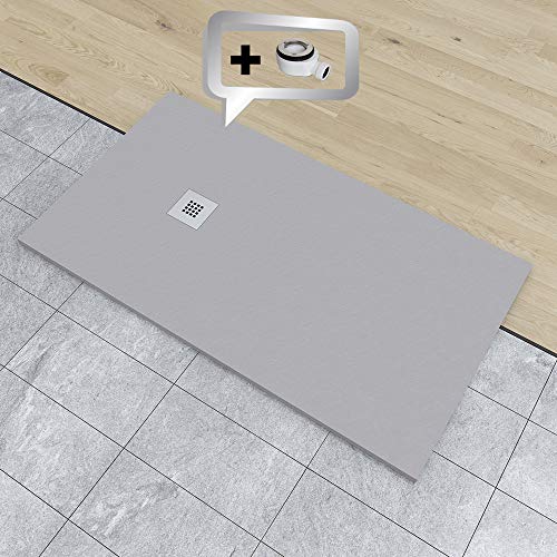 PLATO DE DUCHA DE RESINA PIZARRA CARGA MINERALES GEL COAT 70x100 cm Gris Claro RAL 7036