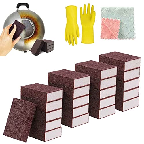 Nano Carborundum Sponge,Carborundum Sponge Nano Emery Sponges Pot Clean,Nano Carborundum Sponge For Removing Rust,Wear-Resistant Rust Eraser Grit Scouring Pads Pot,Kitchen Cleaning Tools (20PCS)
