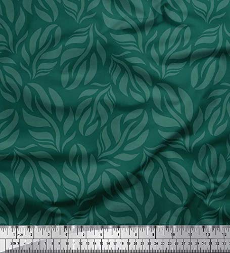 Soimoi Verde popelina de algodon Tela Hojas tela de camisa tela estampada de por metro 56 Pulgadas de ancho
