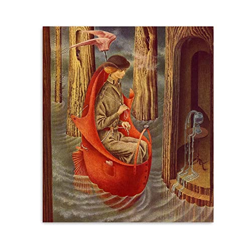 THREMA Surrealism Wall Art - Impresión de Remedios Varo Famosa Reproducción sobre lienzo - 'Río de la Fuente Orinonoco' - Lienzo decorativo para pared, 30 x 35 cm, sin marco