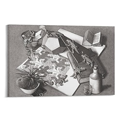 Póster artístico de MC Escher, Relativity Lattice Estética para habitación (17) pósteres de pared de pintura en lienzo, regalo para sala de estar, decoración de dormitorio, obras de arte de 20 x 30 cm