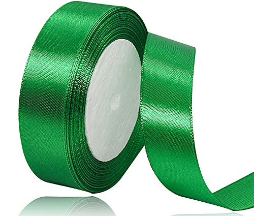 Cinta de raso verde de 20 mm, 22 metros, cinta decorativa ancha, cinta de tela para regalos de bodas, bautizos y cumpleaños