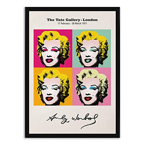 Andy Warhol Famosos Pared Arte Colorido PláTano Flor Poster Pop Arte Ganado Lienzo Pinturas CláSico Obra De Arte Cuadro Moderno Impresiones Sala De Estar Decoracion E4 /Negro A4 Con marco