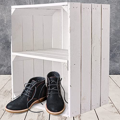 Kontorei® - Caja para fruta (también ideal para zapatos y CD, apilable, madera natural, color blanco