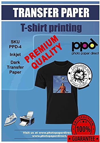 PPD Inkjet - A4 x 200 Hojas de Papel de Transferencia Térmica Premium para Camisetas y Tejidos Oscuros - Fácil de Usar y Apto para Todas Impresoras de Inyección de Tinta - ¡Paquete de Ahorros! - PPD-4-200
