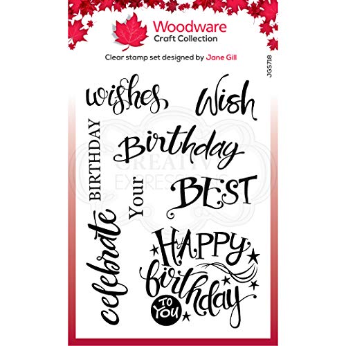 Woodware Sello Singles Birthday-Estampadora Fotopolímero Transparente para Hacer Lettering, Scrapbooking, Diario y Manualidades, Se Adhiere a Bloques de Acrílico, 4 x 6 inches