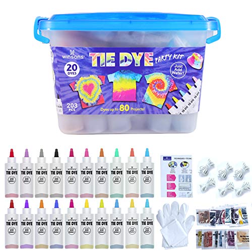 WINSONS Tie Dye Kit, 20 Colores de Tinte para Pintar Ropa Pinturas Textiles de Tela Adecuado 6 - 13 Niños, Adultos, para Fiesta Casera Actividades de Grupo Creativas Regalo de Bricolaje